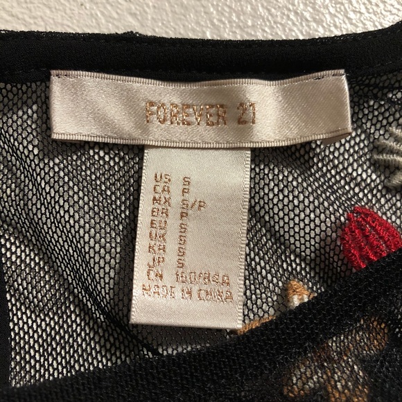 Forever 21 Black Floral Embroidered Bell Sleeve Dress - Picture 13 of 13